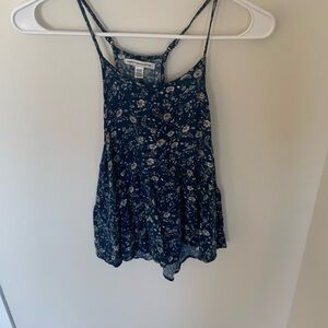 Cute Blue Floral Tank Top